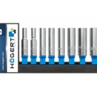 Juego de llaves de vaso hexagonales 8 uds., 1/4", largas, CrV